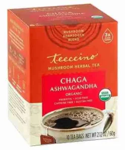 Teeccino Organic Chaga Ashwagandha Mushroom Tea 10 bag